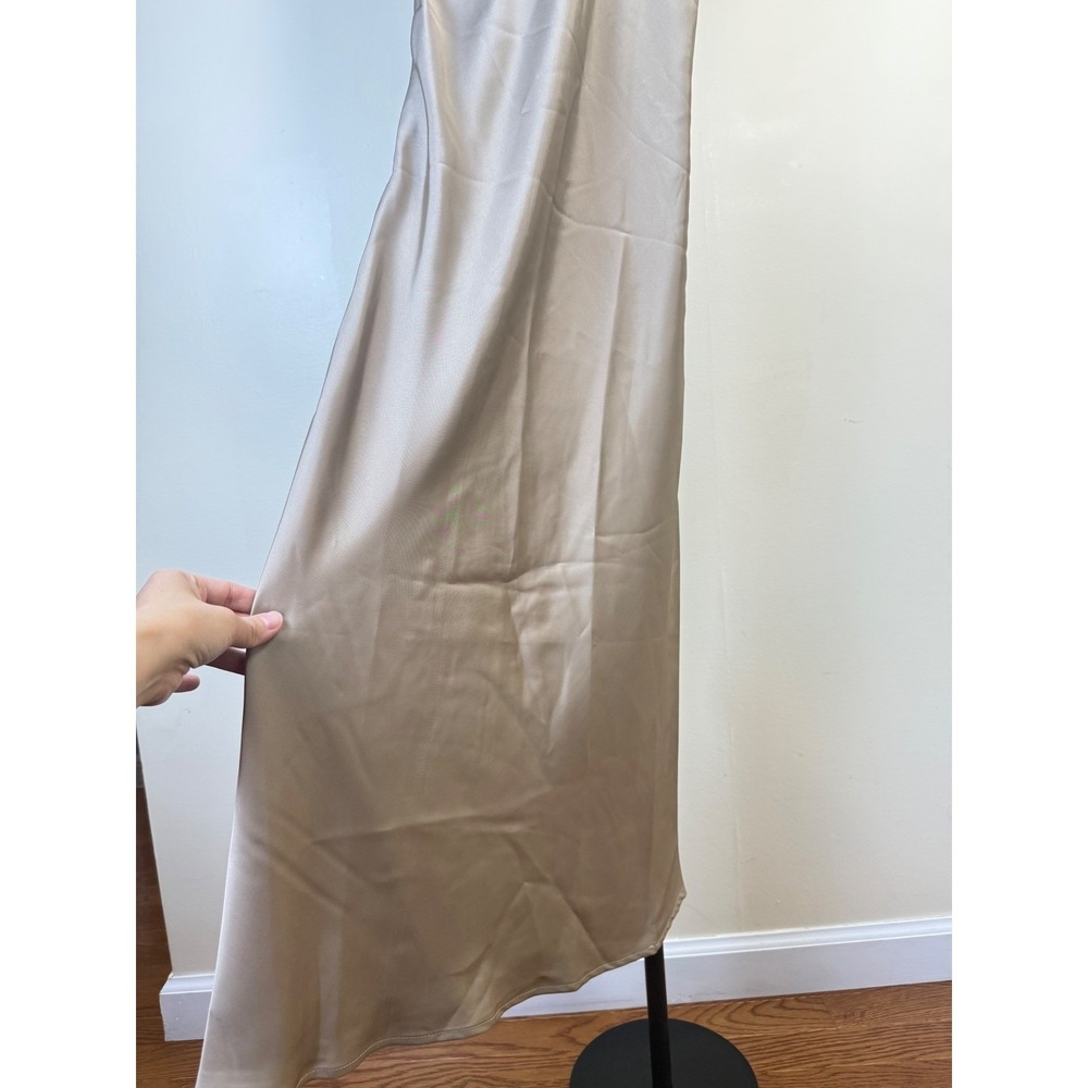 RIHOAS Womens Apricot Satin V Neck A-Line Midi Dress Apricot Relax Fit XS - Picture 13 of 16